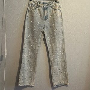 Light Blue Embellished Women's Jeans